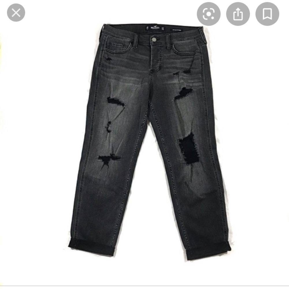 Hollister Black Distressed Boyfriend Jeans